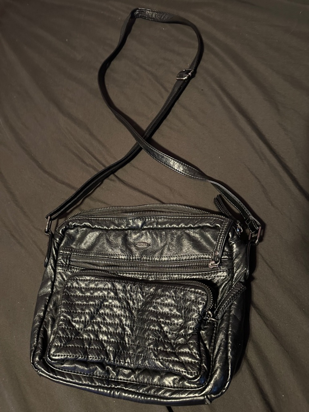 Faux leather black Quilted Crossbody Bag